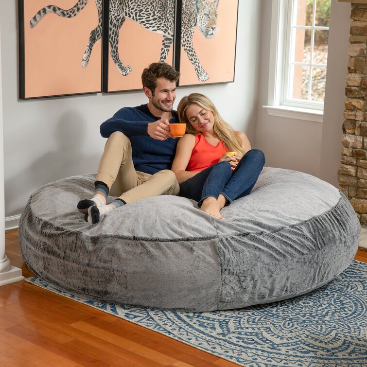 Cocoon 6 Foot Giant Bean Bag Chair for Adults Premium Faux Rabbit Fur